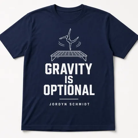 Navy T-shirt printed with Gravity Is Optional